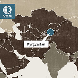 Identifying Kyrgyzstan on a world map.